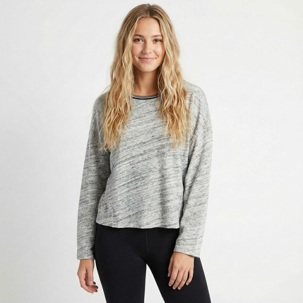 Splendid Taffy Stripe Sweatshirt Small Gray Active Loungewear Comfy Casual